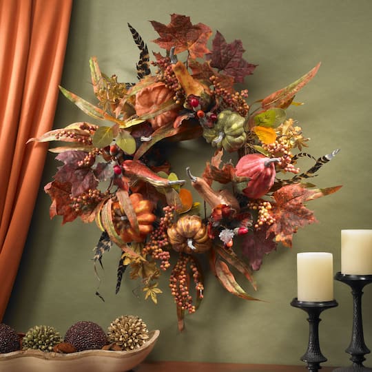 24" Pumpkin & Berry Wreath